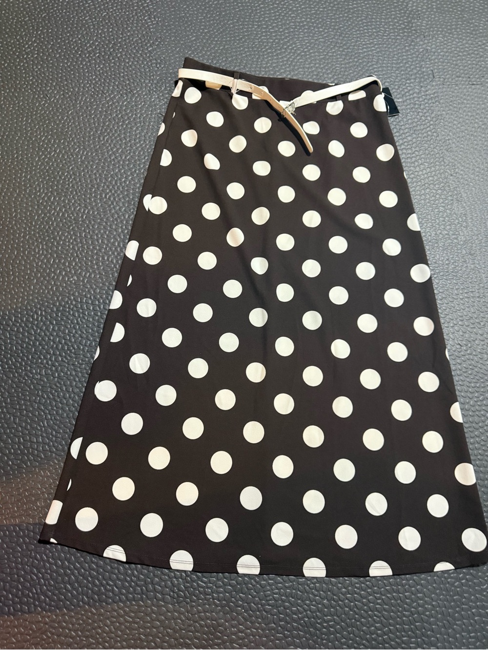 Polka Dot Maxi Skirt — Black with White Dots